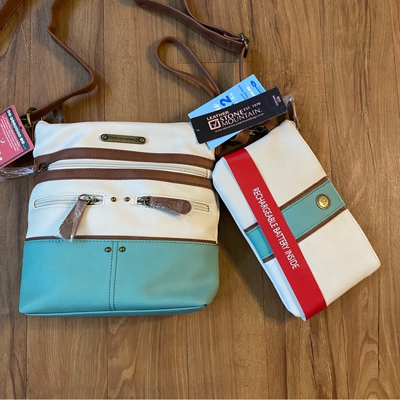 Stone Mountain Crossbody Bag - Cream, Brown, and Blue - Picture 13 of 16